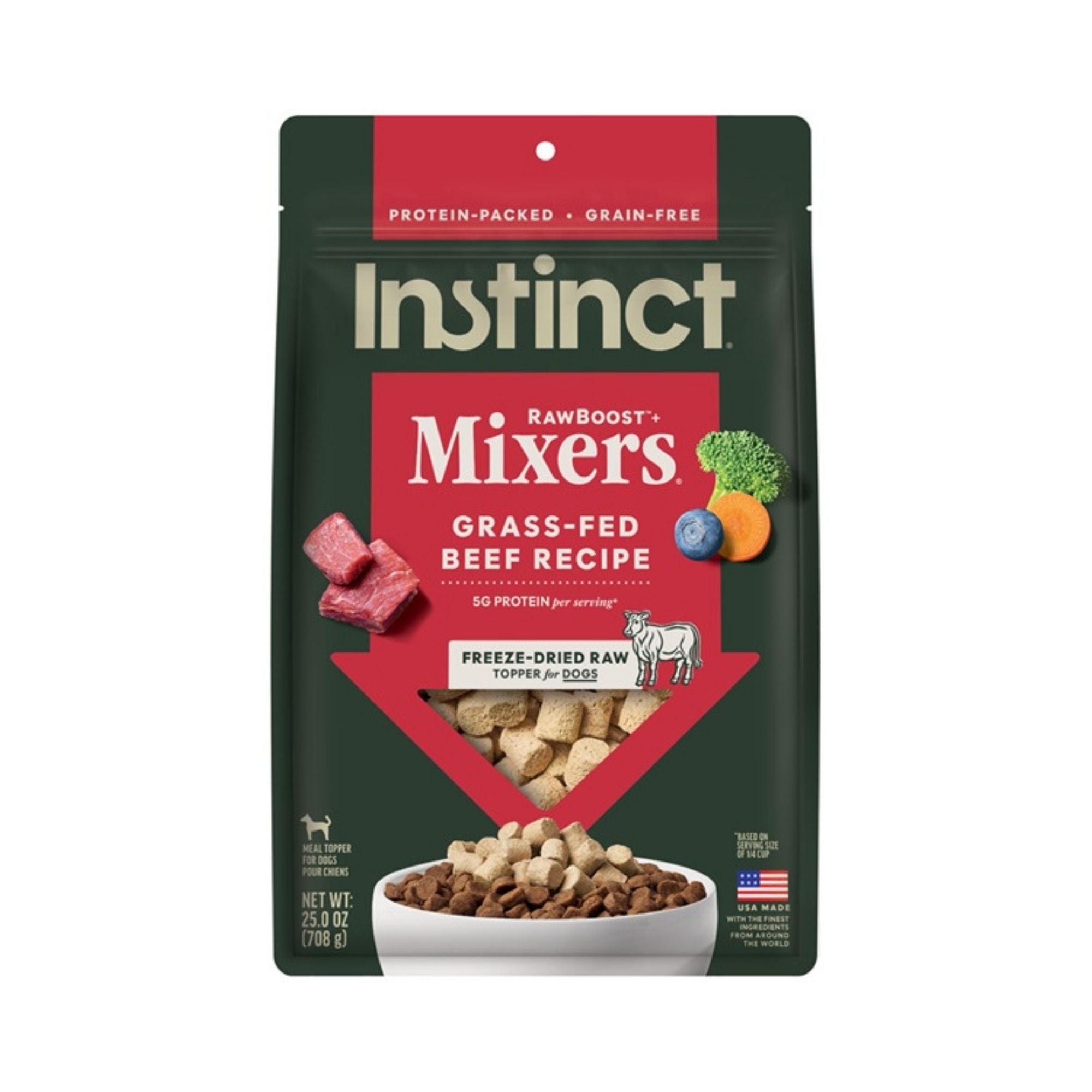 nstinct Raw Boost Mixers Dog Freeze-dried Beef Grain-free 25oz.