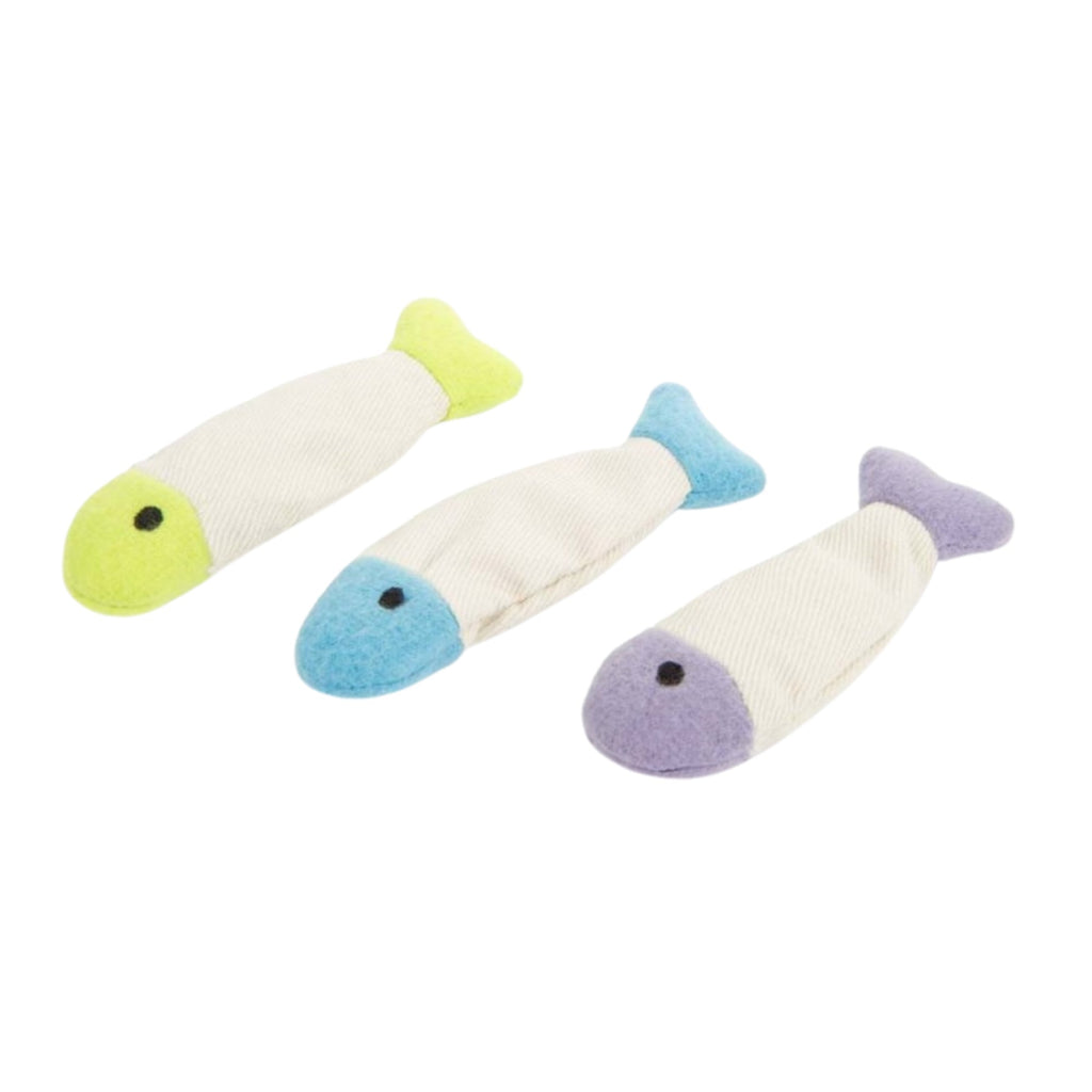 SmartyKat Fish Flop Crinkle Plush Catnip Toy Multi-Color, 3-Pack
