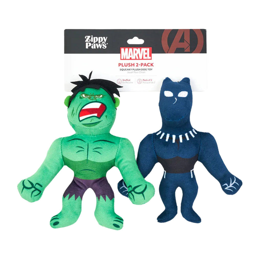 ZippyPaws Marvel Plush Hulk & Black Panther 2-Pack