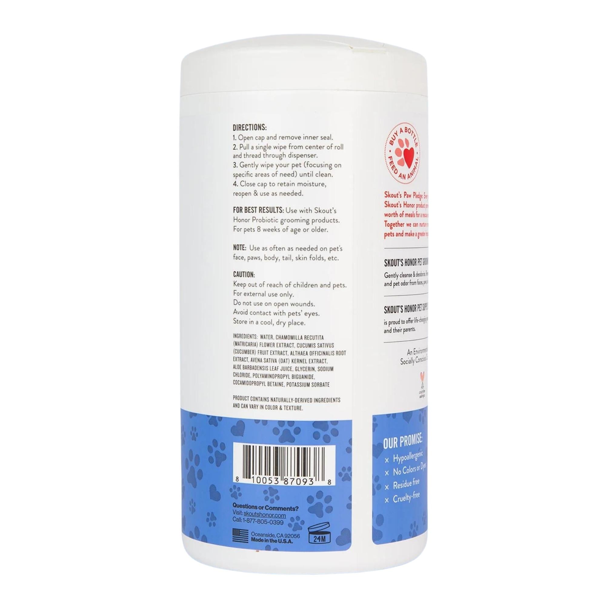 Skout's Honor Dog & Cat Pet Grooming Wipes 80 Count