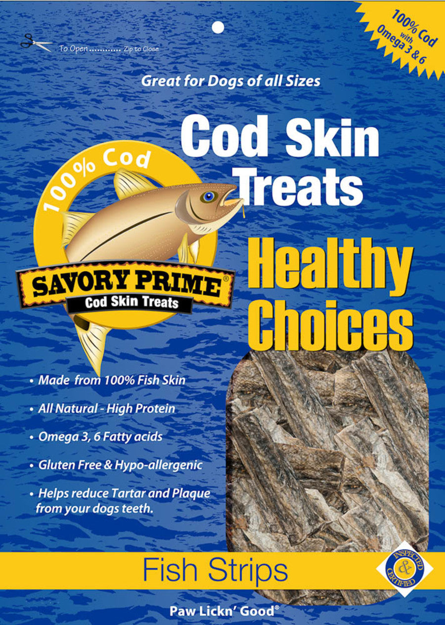 Savory Prime Cod Skin Strips Dog Treat 1ea/4oz.