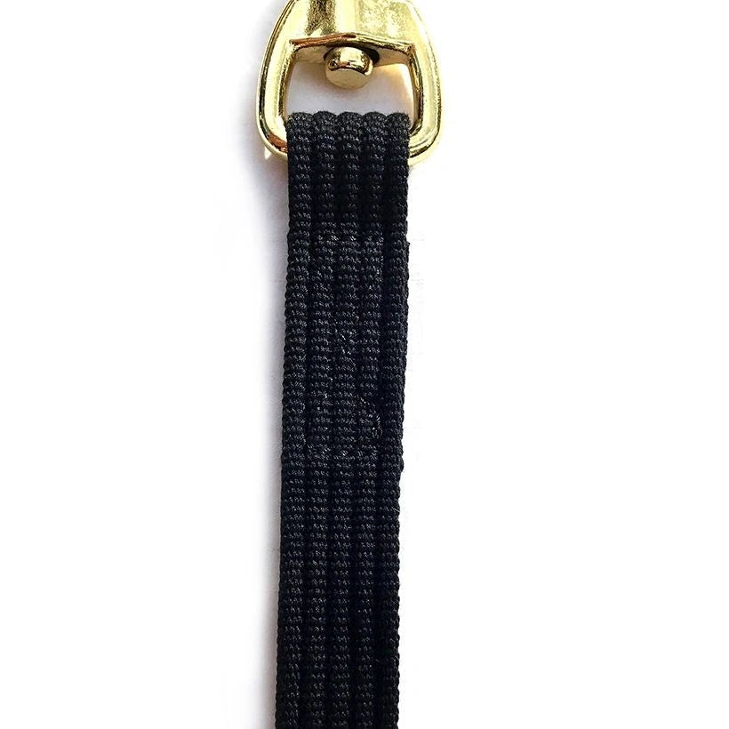 Lunge Line Cotton Webbing 25', 30" Brass Plated Chain, Black #45432
