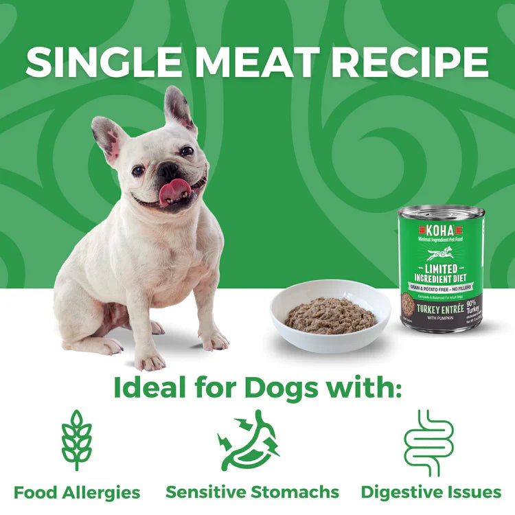 Koha Limited Ingredient 90% Turkey Wet Dog Food, 13 oz (Case of 12)