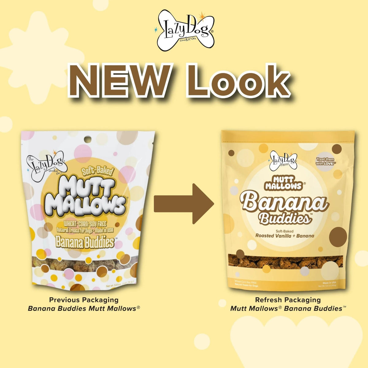 Lazy Dog Mutt Mallows Banana Buddies 5oz. (Case of 3)