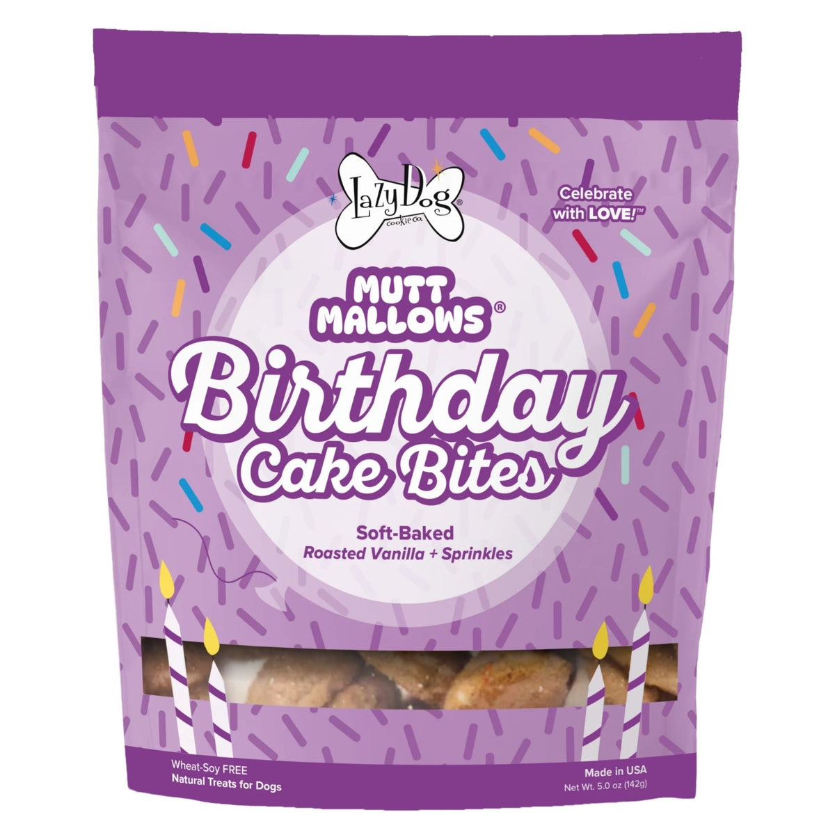 Lazy Dog Cookie Birthday Cake Bites 5oz. (Case of 3)