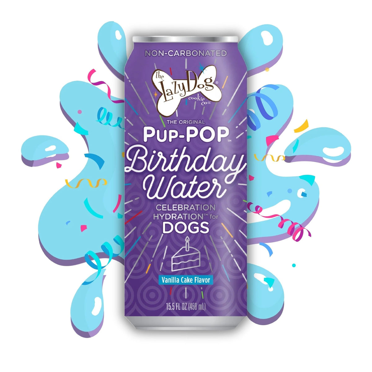 Lazy Dog Pup-POP Birthday Water 15.5oz. (Case of 4)