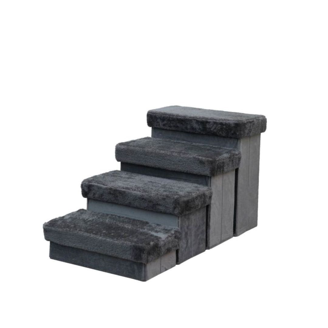 PetPals 2in1 4-Level Pet Stairs Charcoal 17 in
