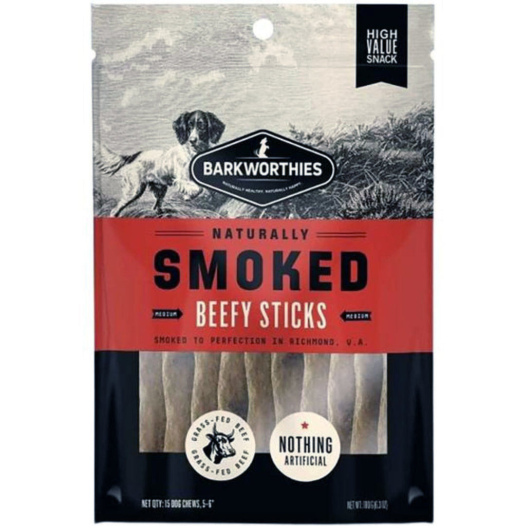 Barkworthies Smoked Beefy Sticks Dog Treats, 15 Count