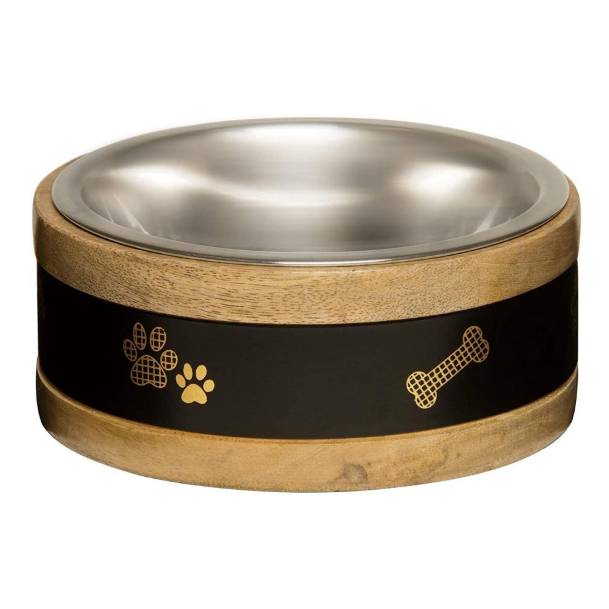 Loving Pets Black Label Wooden Ring Dog Bowl  Holder 1ea/2 qt