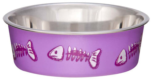 Loving Pets Bella Designer Fish Skeleton Cat Dish Lilac, XS
