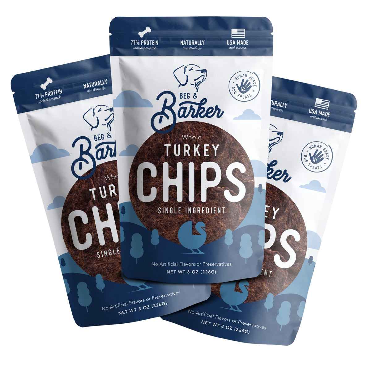 Beg & Barker Whole Turkey Chips Dog Treats 8oz