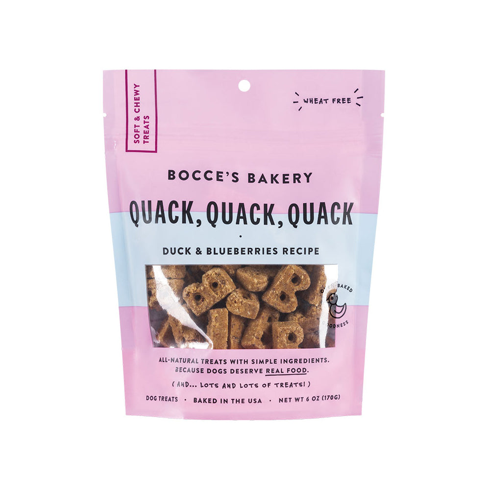 Bocce's Bakery Soft & Chewy Quack Quack Duck Dog Treats, 6 oz