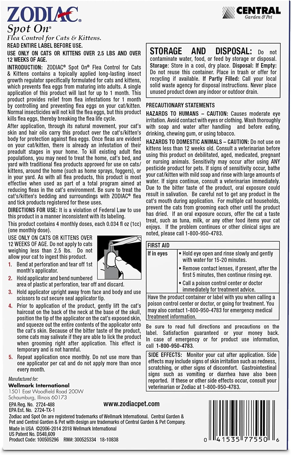 Zodiac Spot On Plus Flea & Tick for Cats
