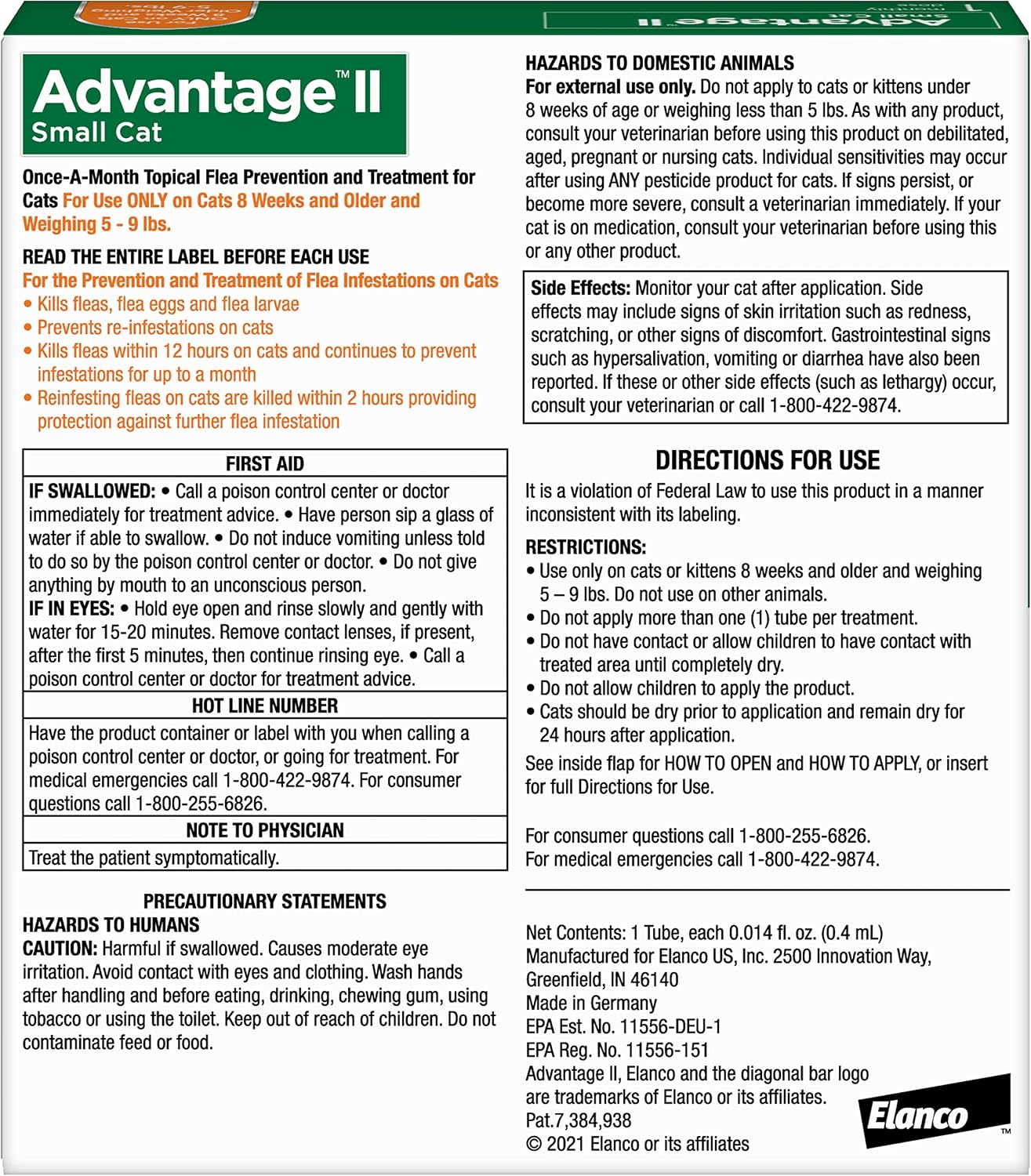 Advantage II Small Cat Flea Treatment