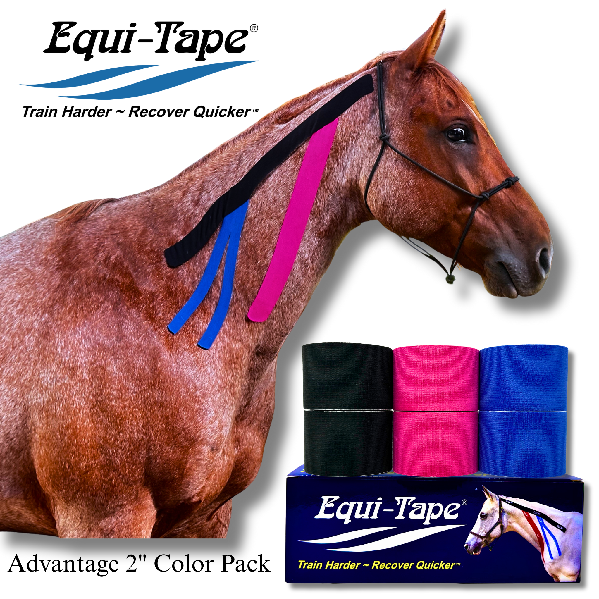 Advantage 2" Color Pack 2 Rolls Each (Black-Pink-Royal Blue)
