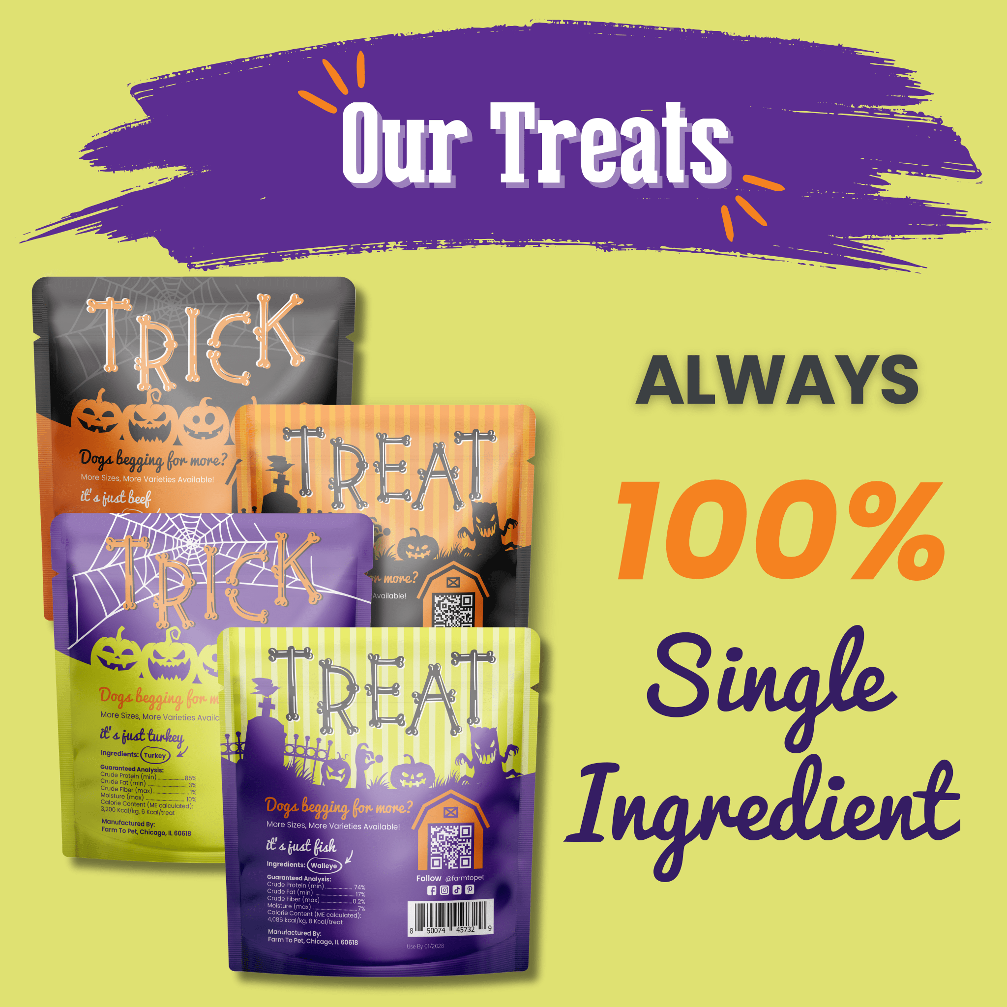 Halloween Dog Treat Snack Pack 24-Piece Bundle