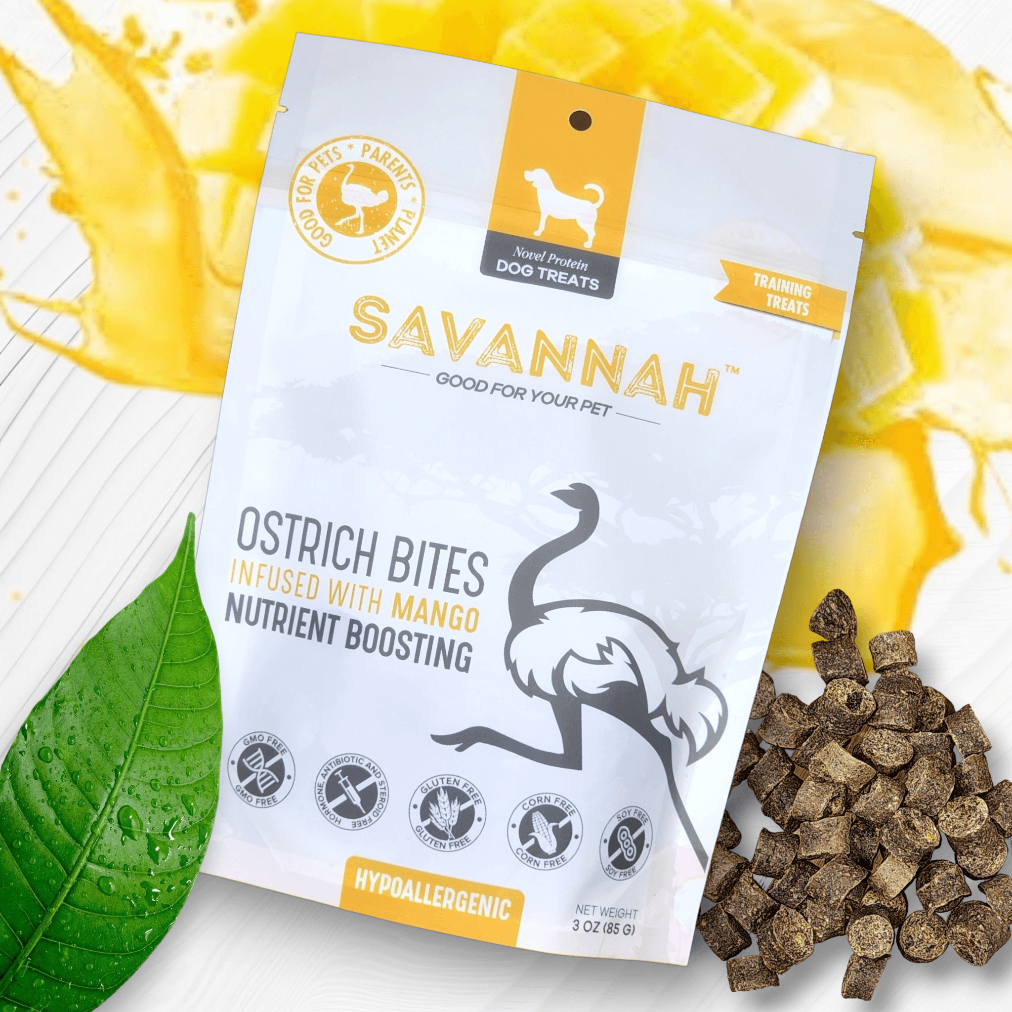 Ostrich Bites with Mango (3oz): The Tropical, Nutrient-Rich Treat for Dogs