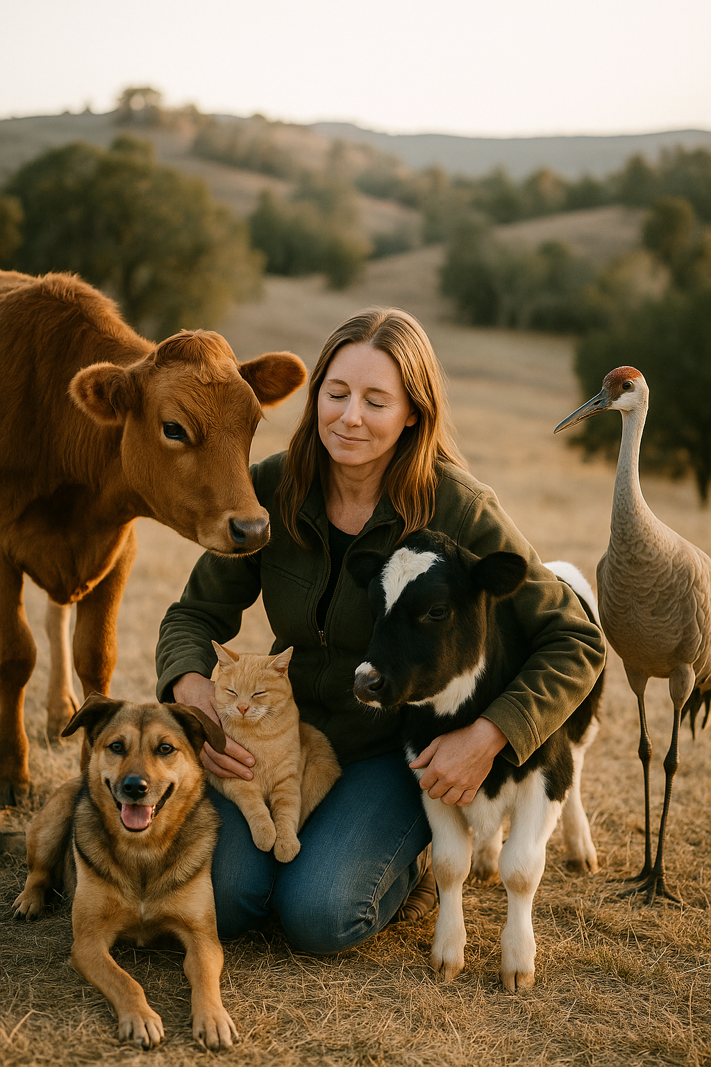 Woman caring for farm animals