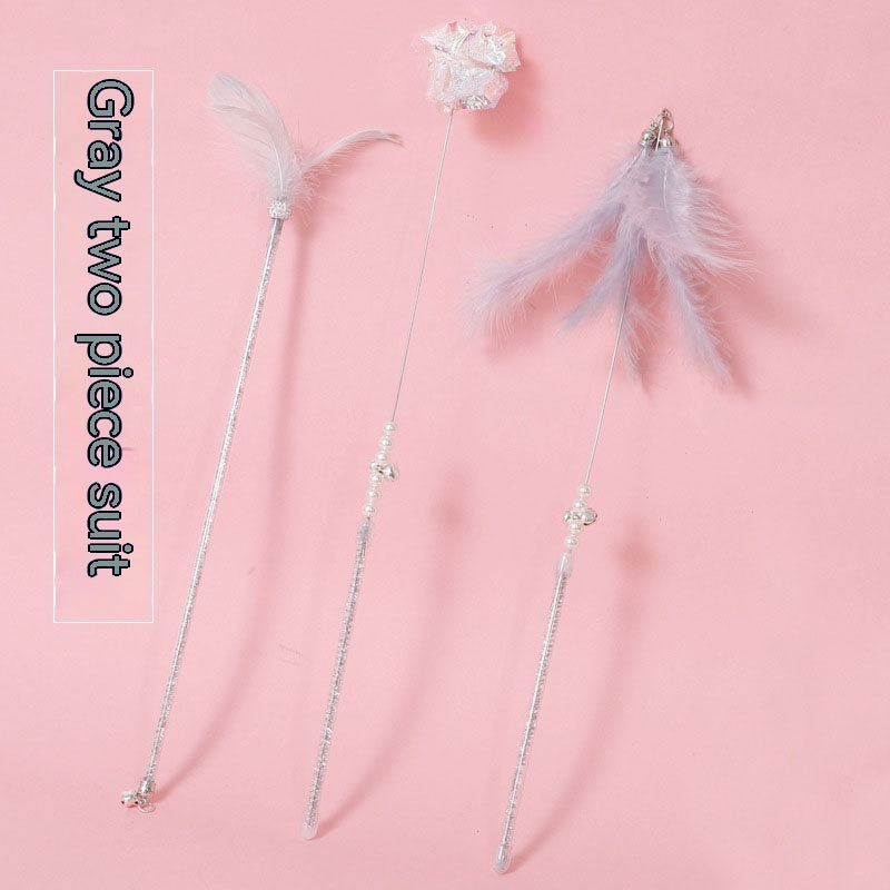 Natural Feather Wand Toy Set