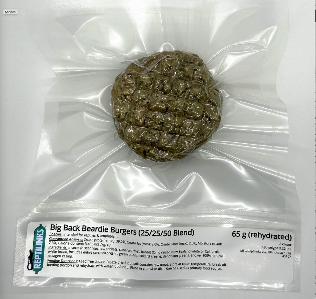 Raw, Freeze-Dried 25/25/50 Patties for Bearded Dragons and Blue Tongued Skinks