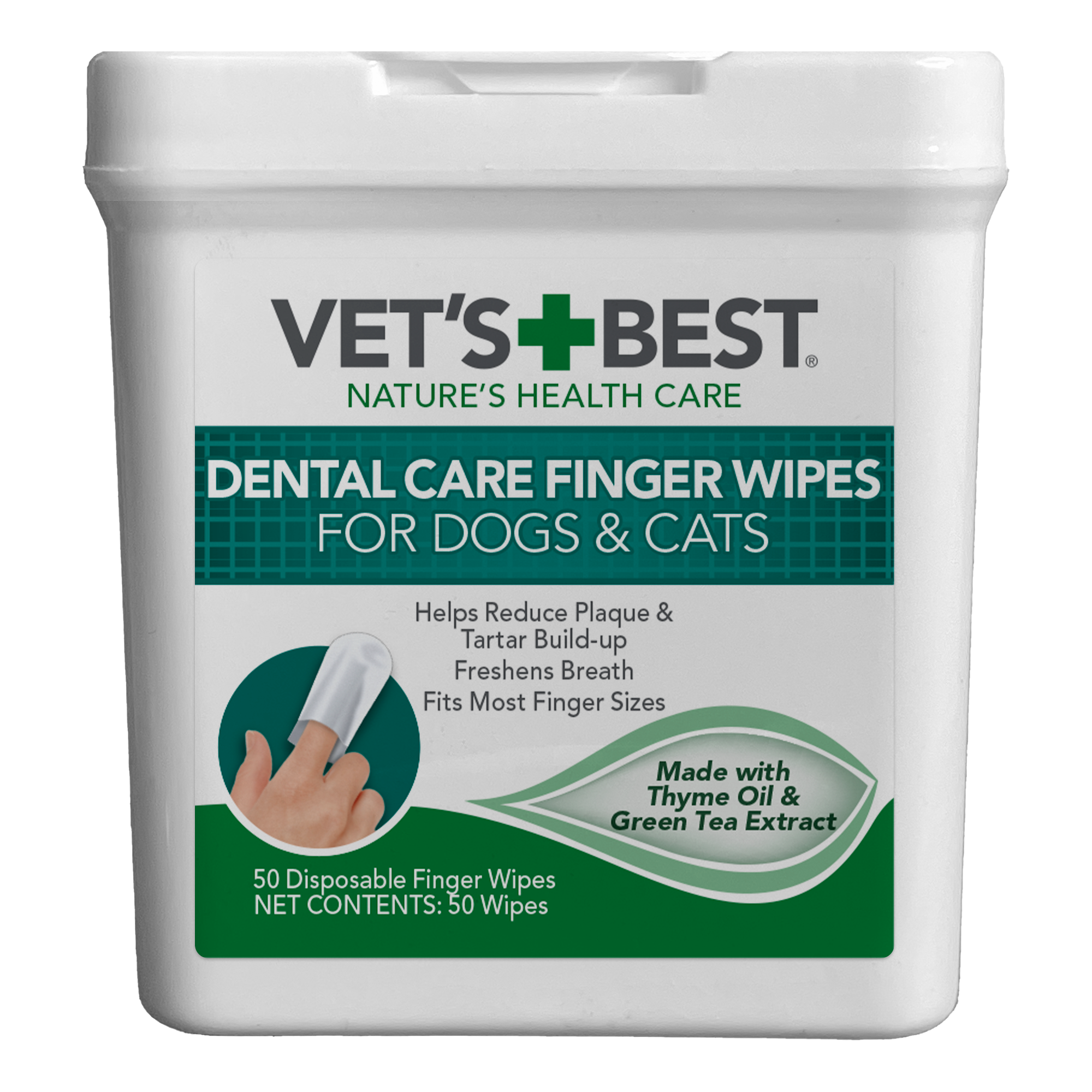 Vet's Best Dental Care Finger Wipes for Dogs and Cats 50 Ct