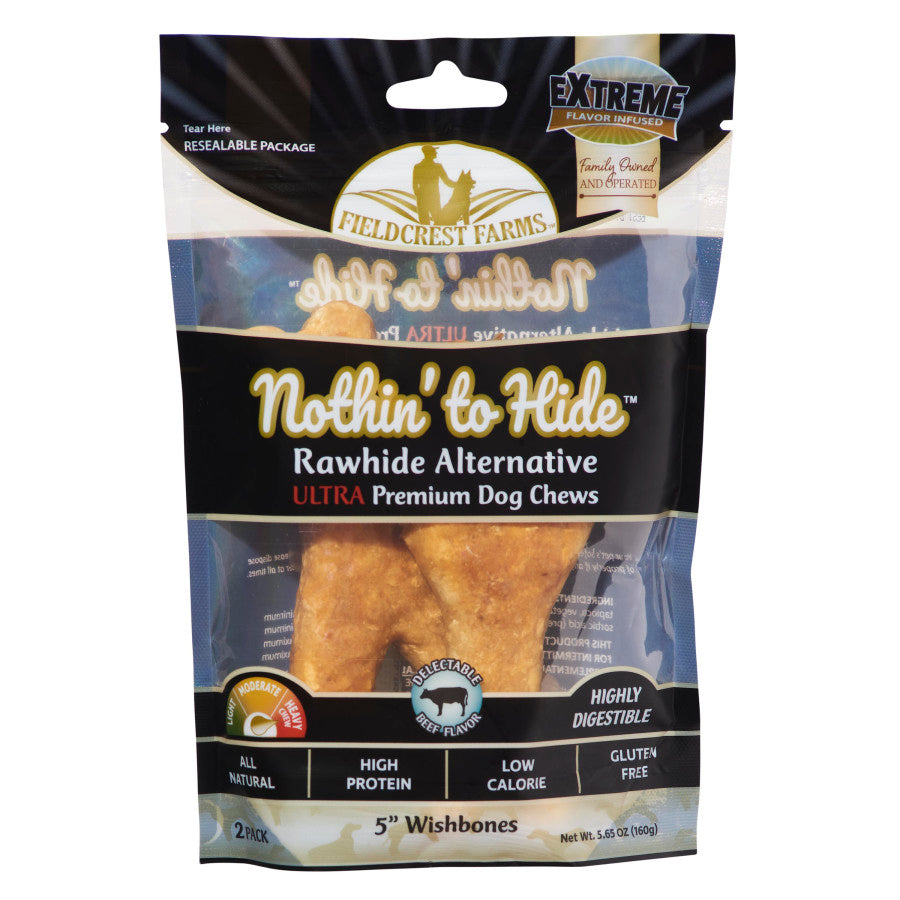 Fieldcrest Farms Nothin To Hide Ultra Wishbone Dog Treat Beef 5in/2pk